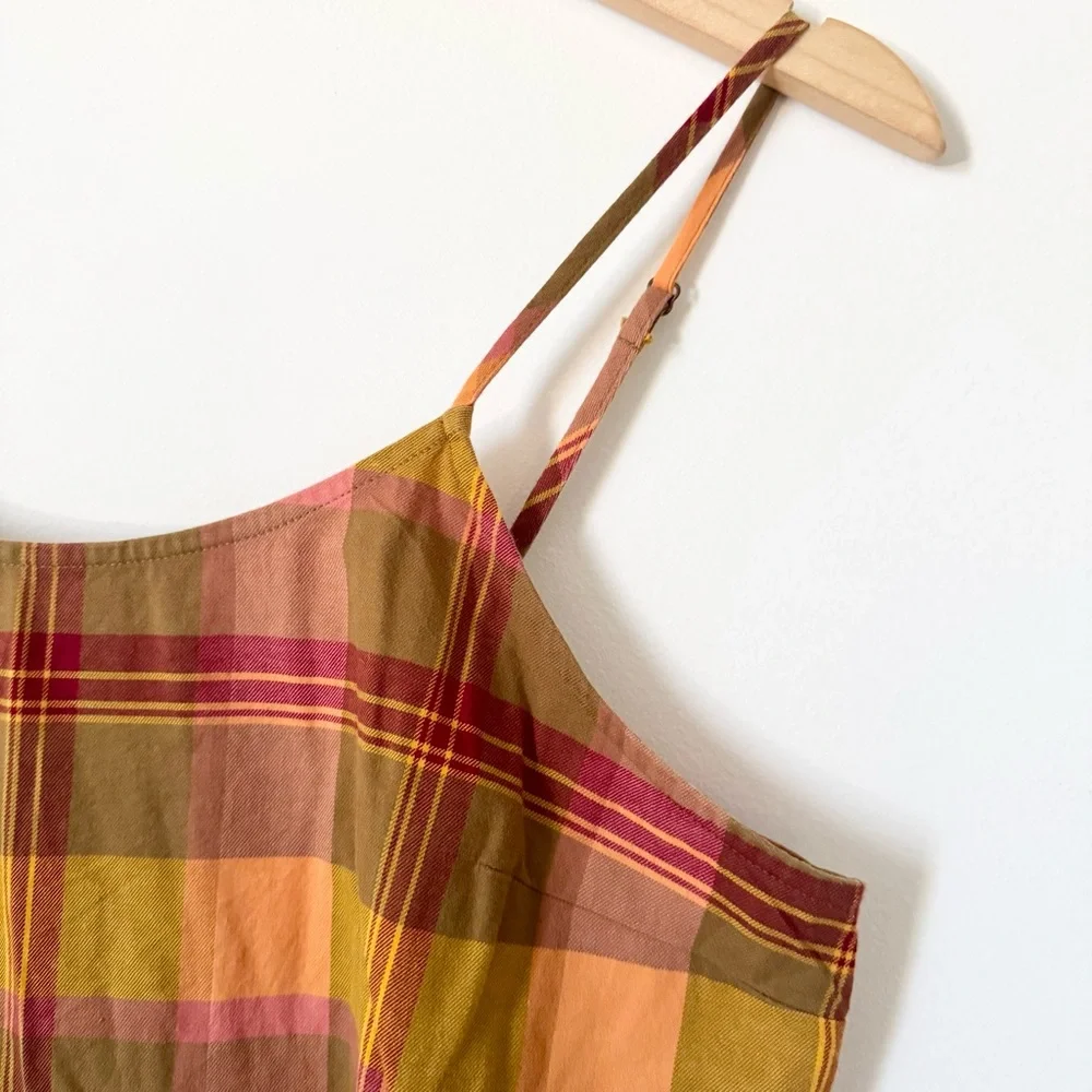 Madewell Plaid Babydoll Cami Dress Madras Spiced Olive M - Picture 6 of 12